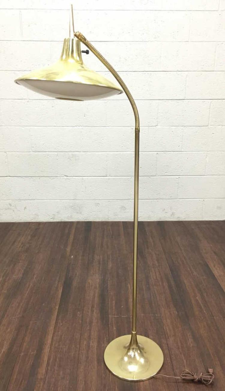 Iconic Laurel Brass Mid-Century Gooseneck Floor Lamp
