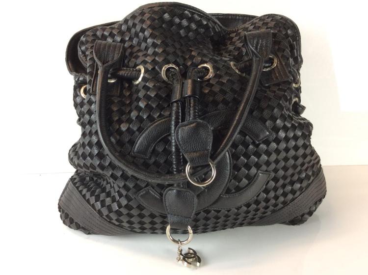 Chanel Black Leather Handbag / Tote Purse