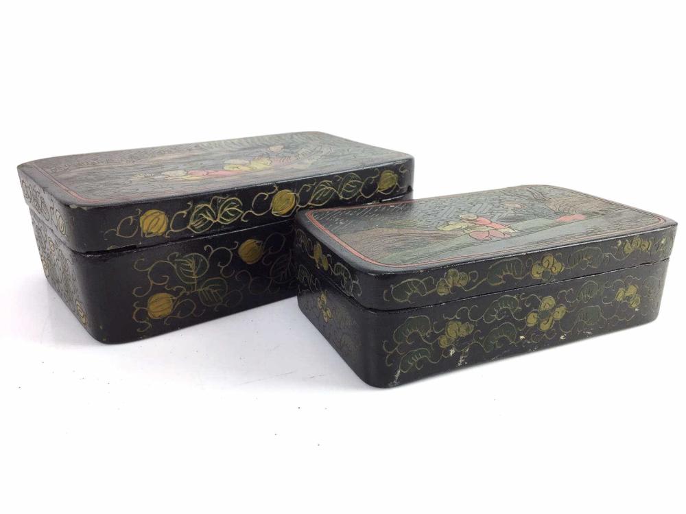 2pc Asian Wood Boxes