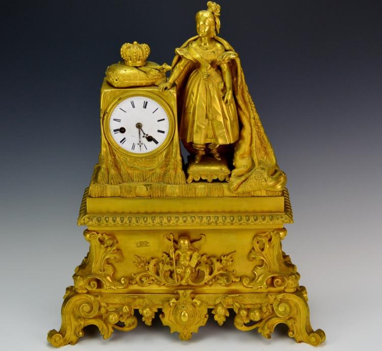 French Empire Gilt Ormolu Mantle Clock
