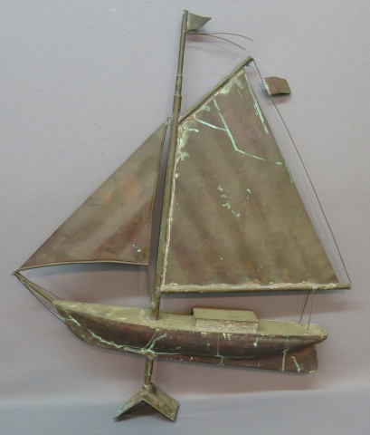 COPPER SAILBOAT WEATHERVANE TOPPER