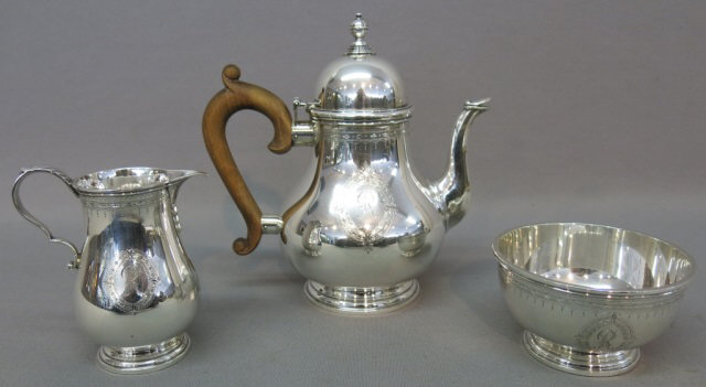 THREE PIECE STERLING SILVER TEA SERVICE