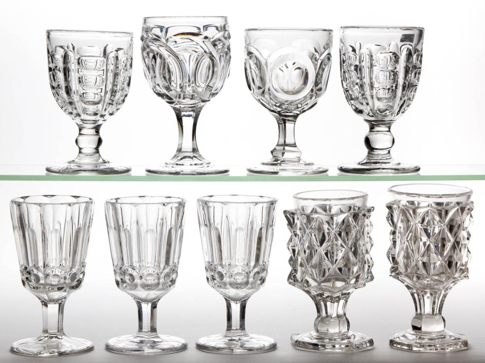 ASSORTED FLINT EAPG GOBLETS, LOT OF NINE