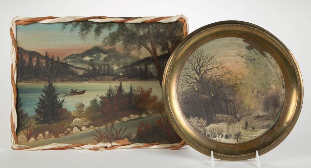 AMERICAN SCHOOL (20TH CENTURY) FOLK ART LANDSCAPE PAINTING