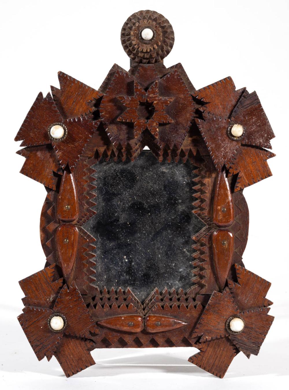 AMERICAN TRAMP ART PICTURE FRAME / MIRROR