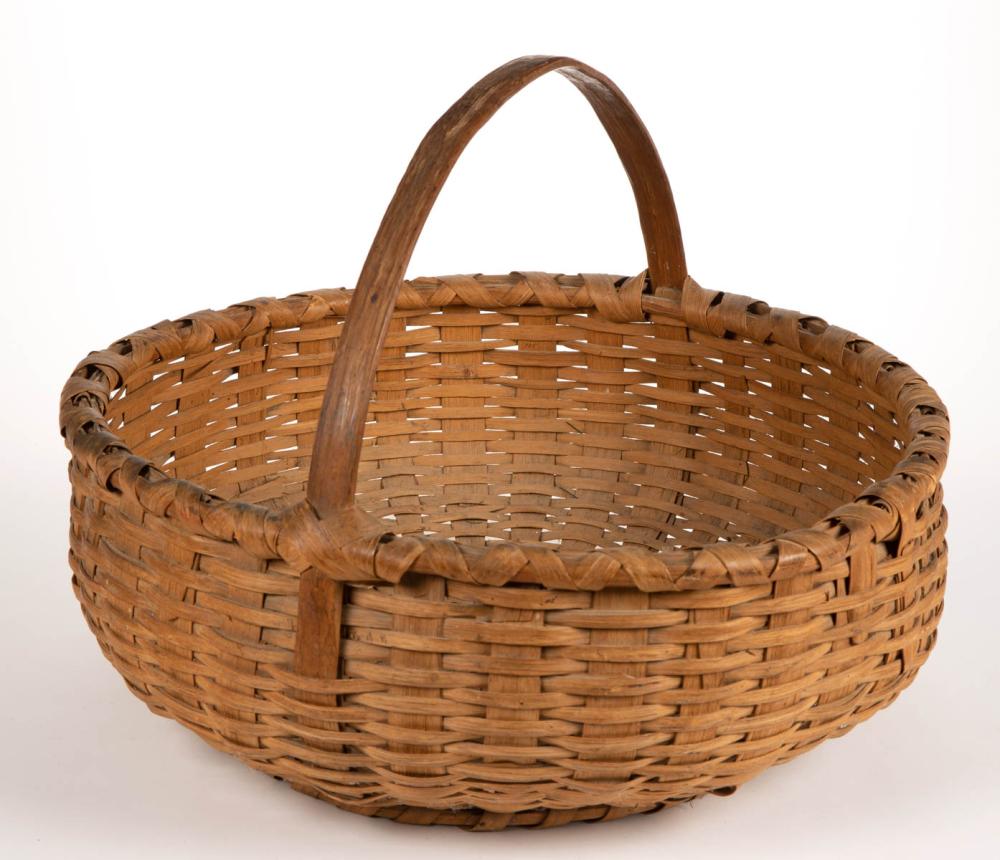 LARGE MID-ATLANTIC STAVE-TYPE WOVEN-SPLINT GATHERING BASKET
