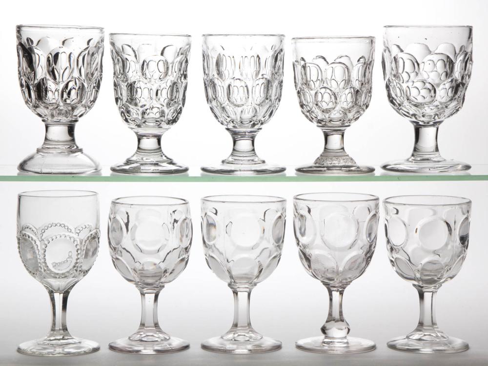 ASSORTED FLINT EAPG GOBLETS, LOT OF TEN