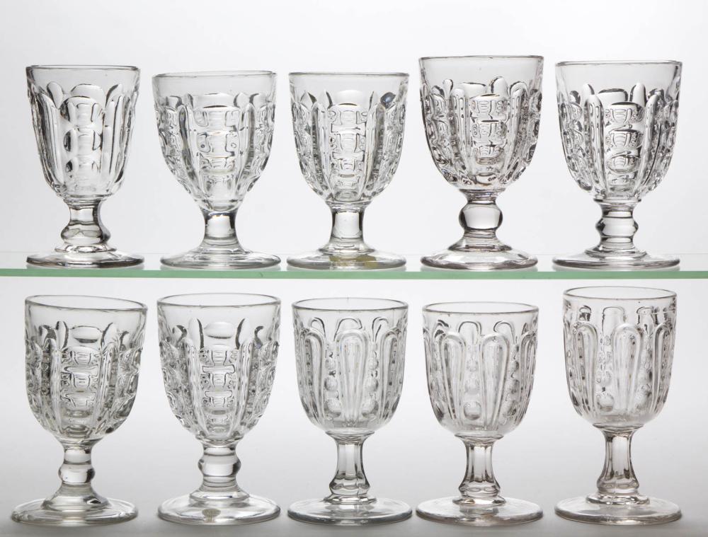 ASSORTED FLINT EAPG GOBLETS, LOT OF TEN