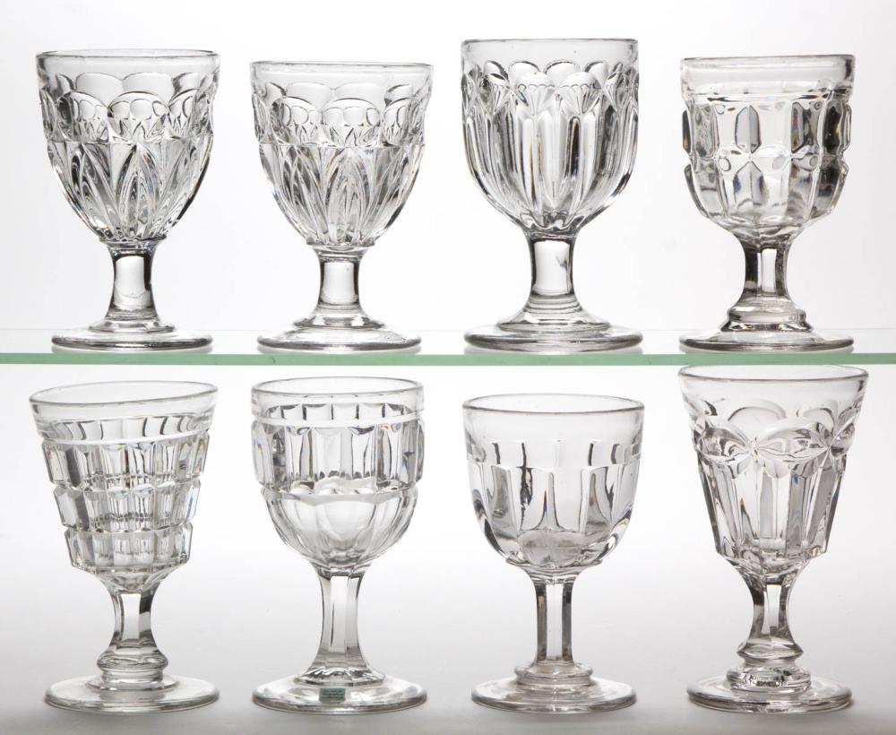 ASSORTED FLINT EAPG GOBLETS, LOT OF EIGHT