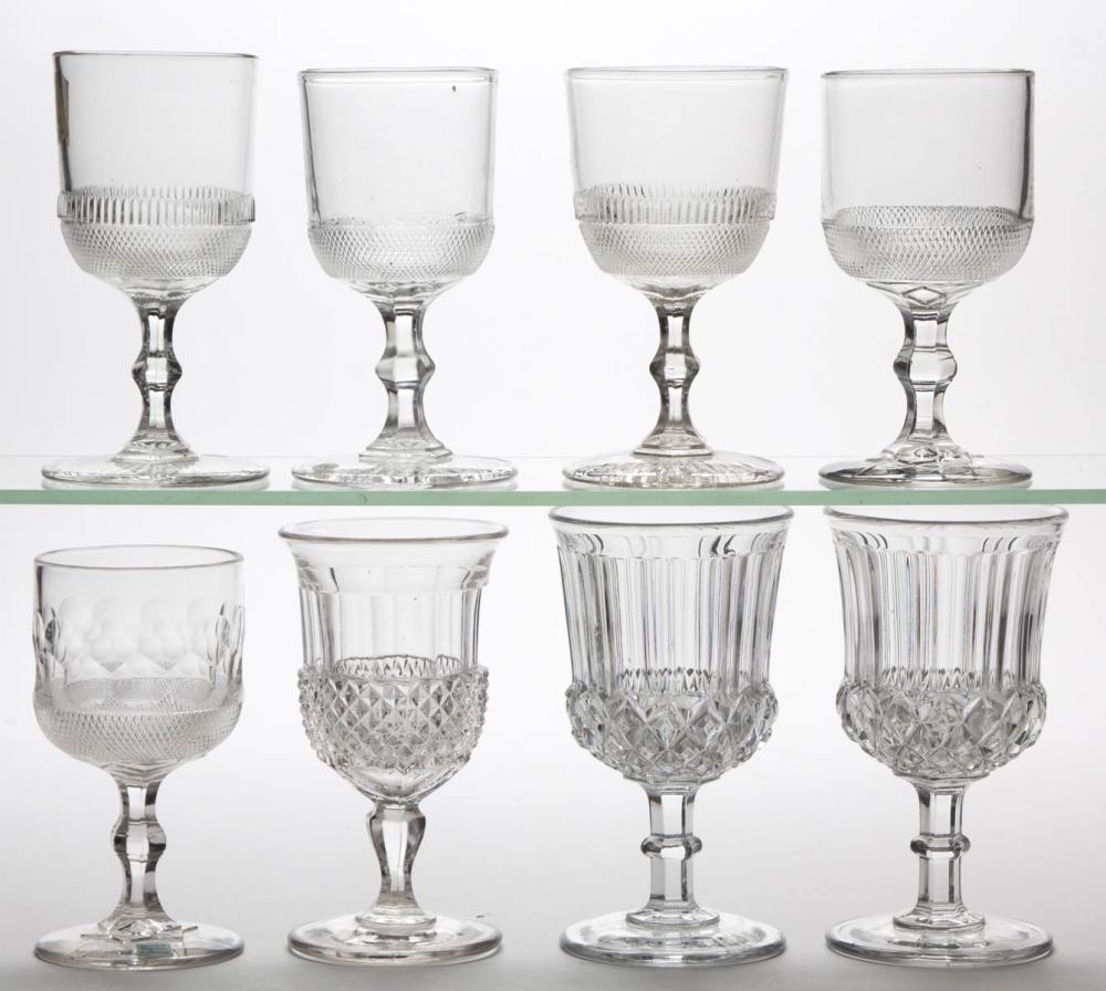 ASSORTED FLINT EAPG GOBLETS, LOT OF EIGHT