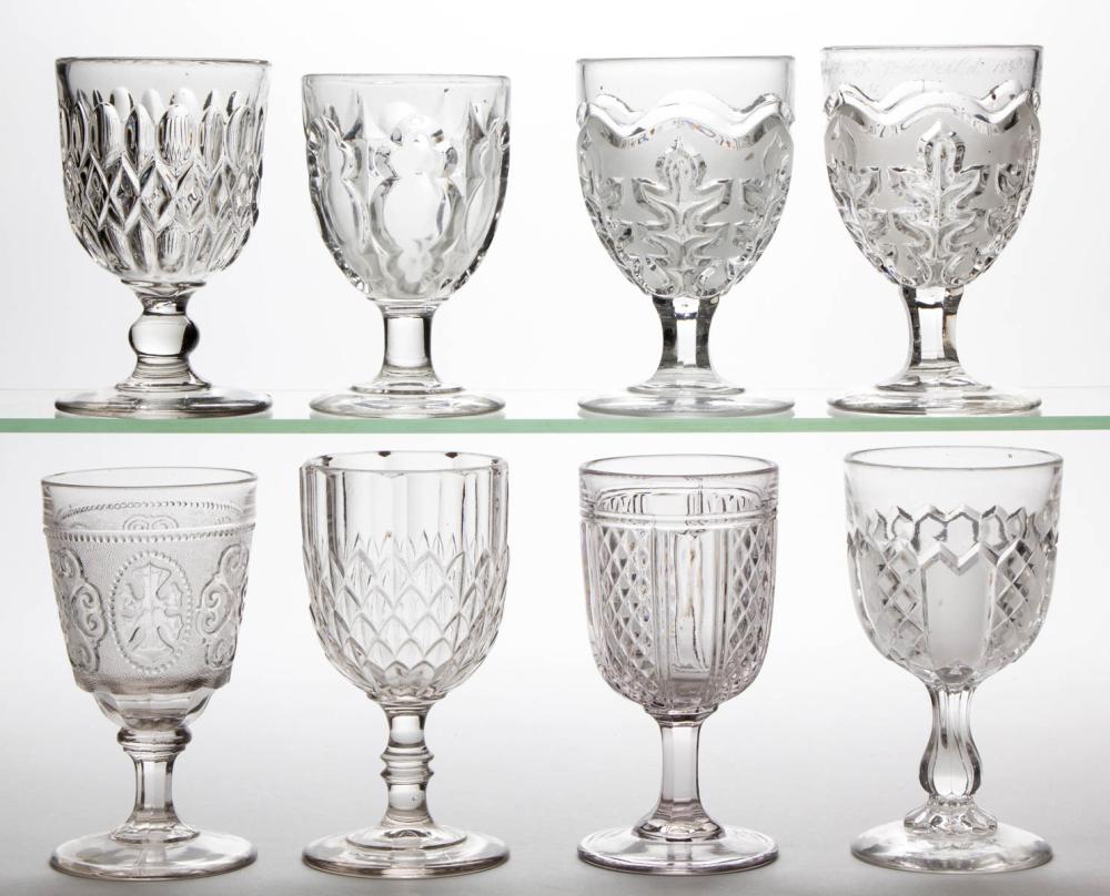 ASSORTED FLINT EAPG GOBLETS, LOT OF EIGHT