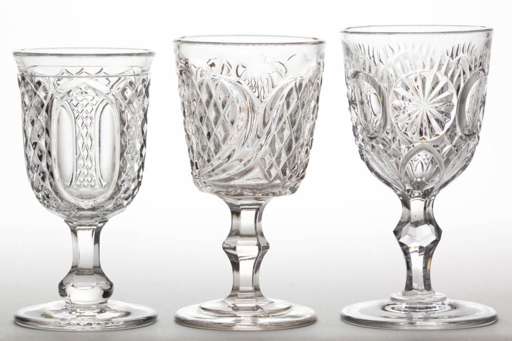 ASSORTED FLINT EAPG GOBLETS, LOT OF THREE