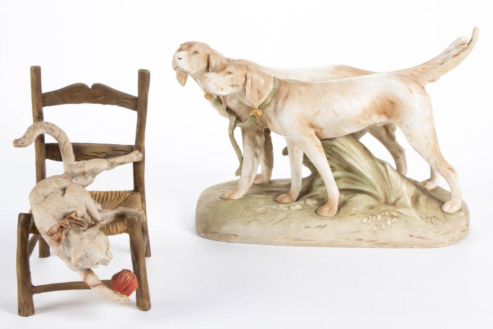 CONTINENTAL PORCELAIN ANIMAL FIGURES, LOT OF TWO