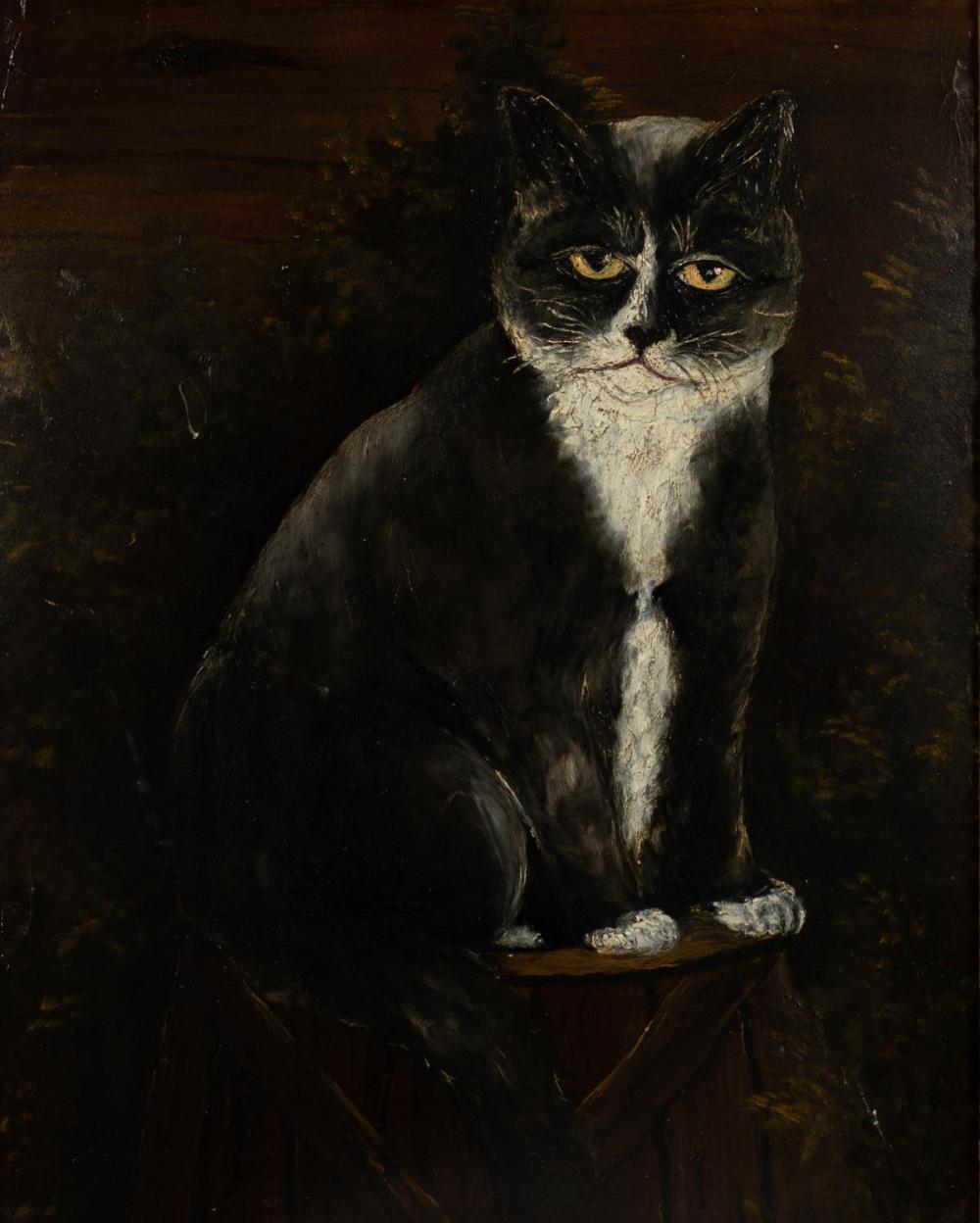 AMERICAN SCHOOL (20TH CENTURY) FOLK ART CAT PAINTING