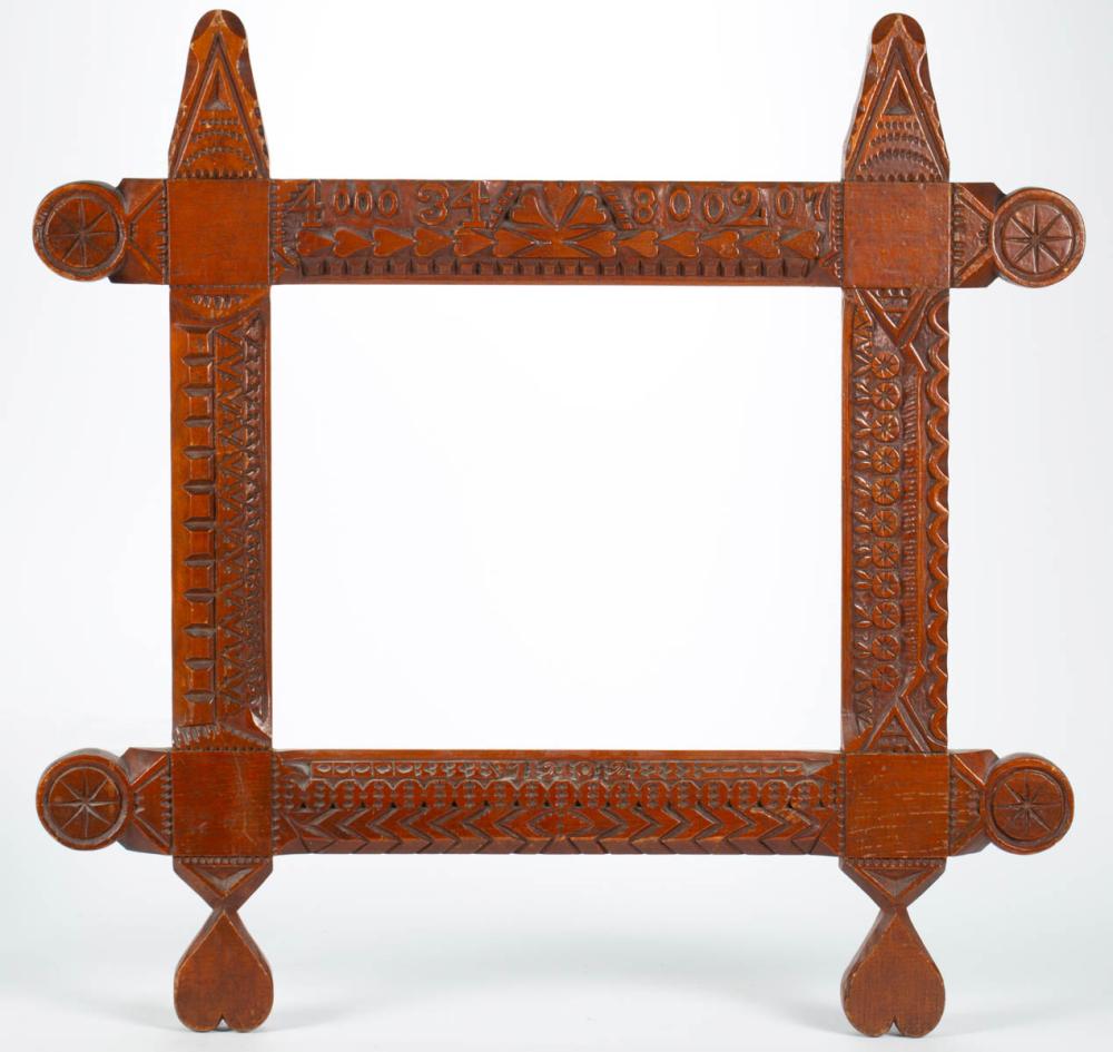 AMERICAN FOLK / TRAMP ART CARVED WOODEN FRAME