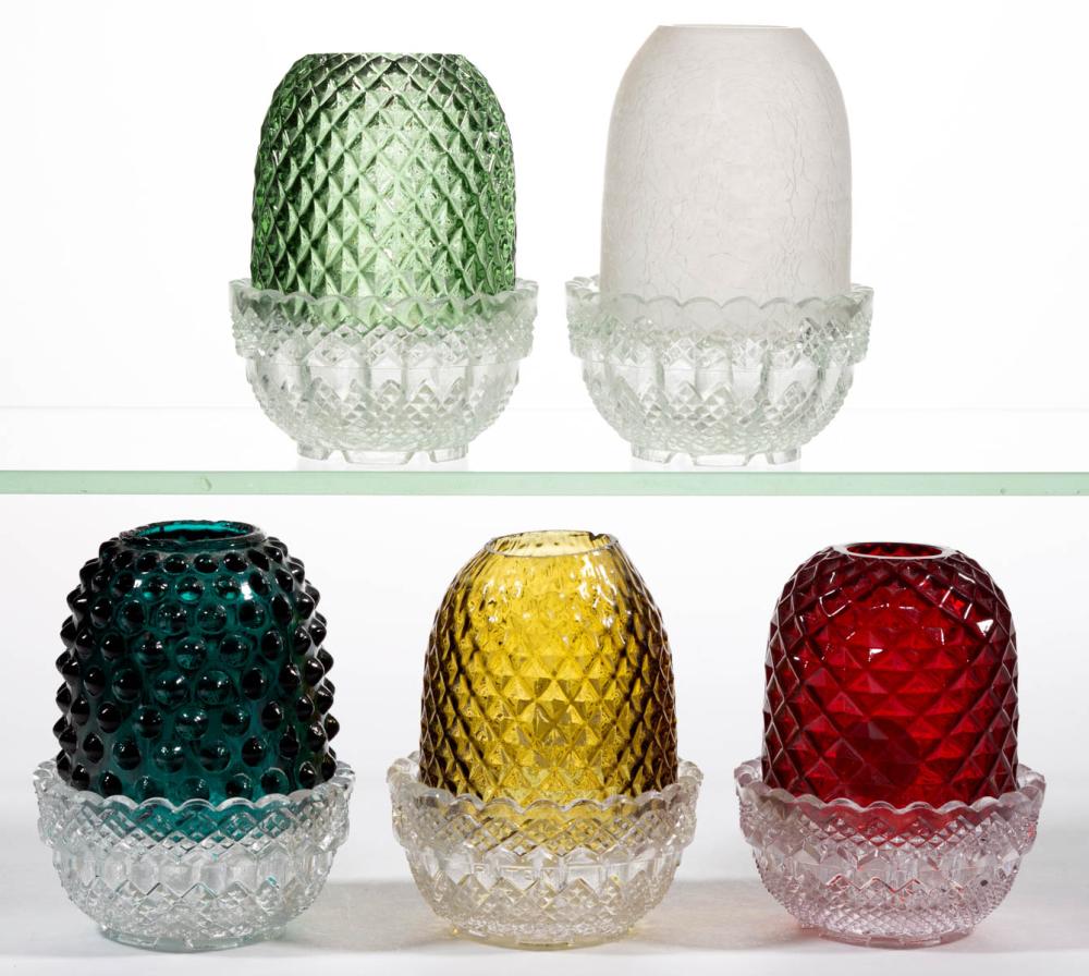 ASSORTED GLASS FAIRY LAMPS, LOT OF FIVE