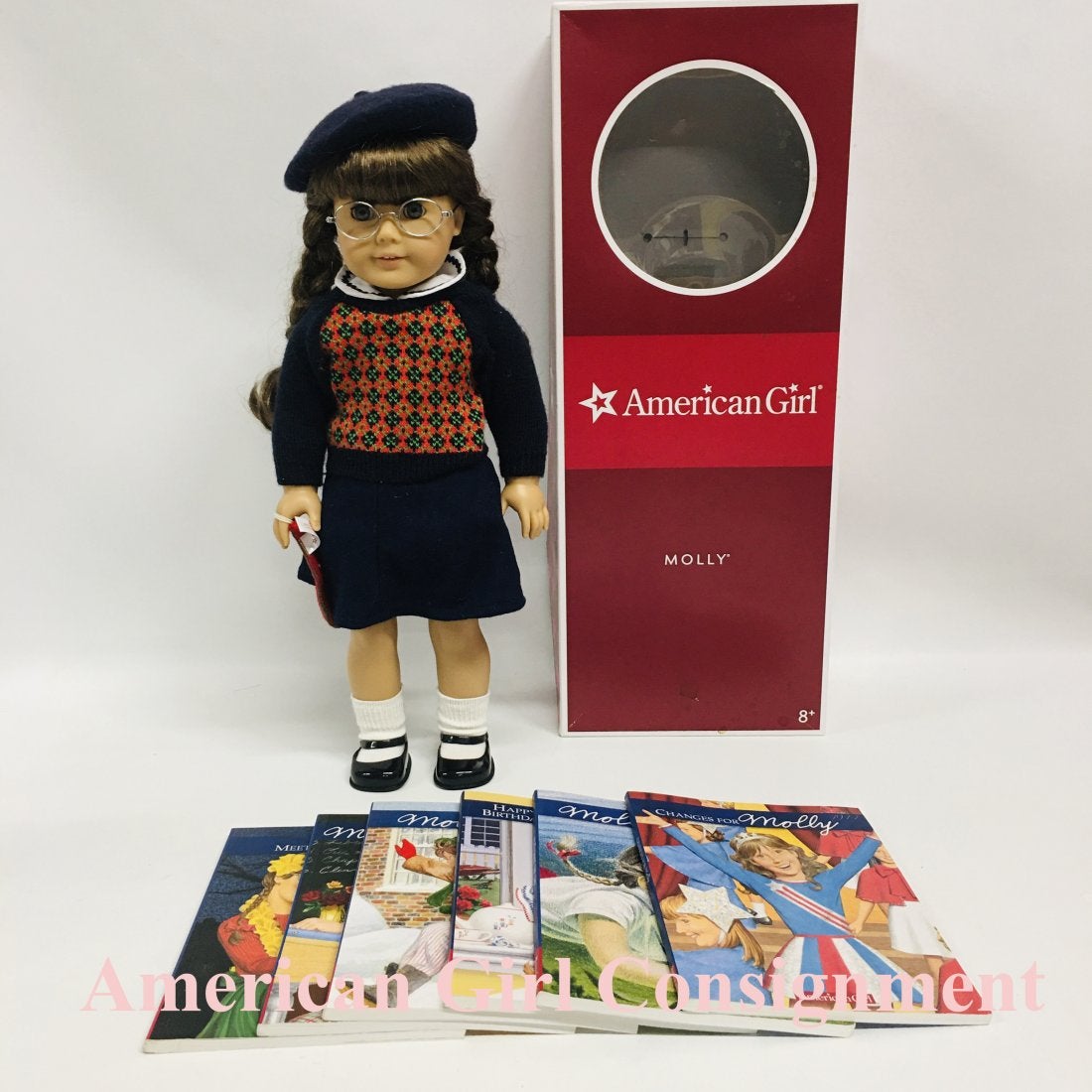 American Girl Doll Molly McIntire with box and books