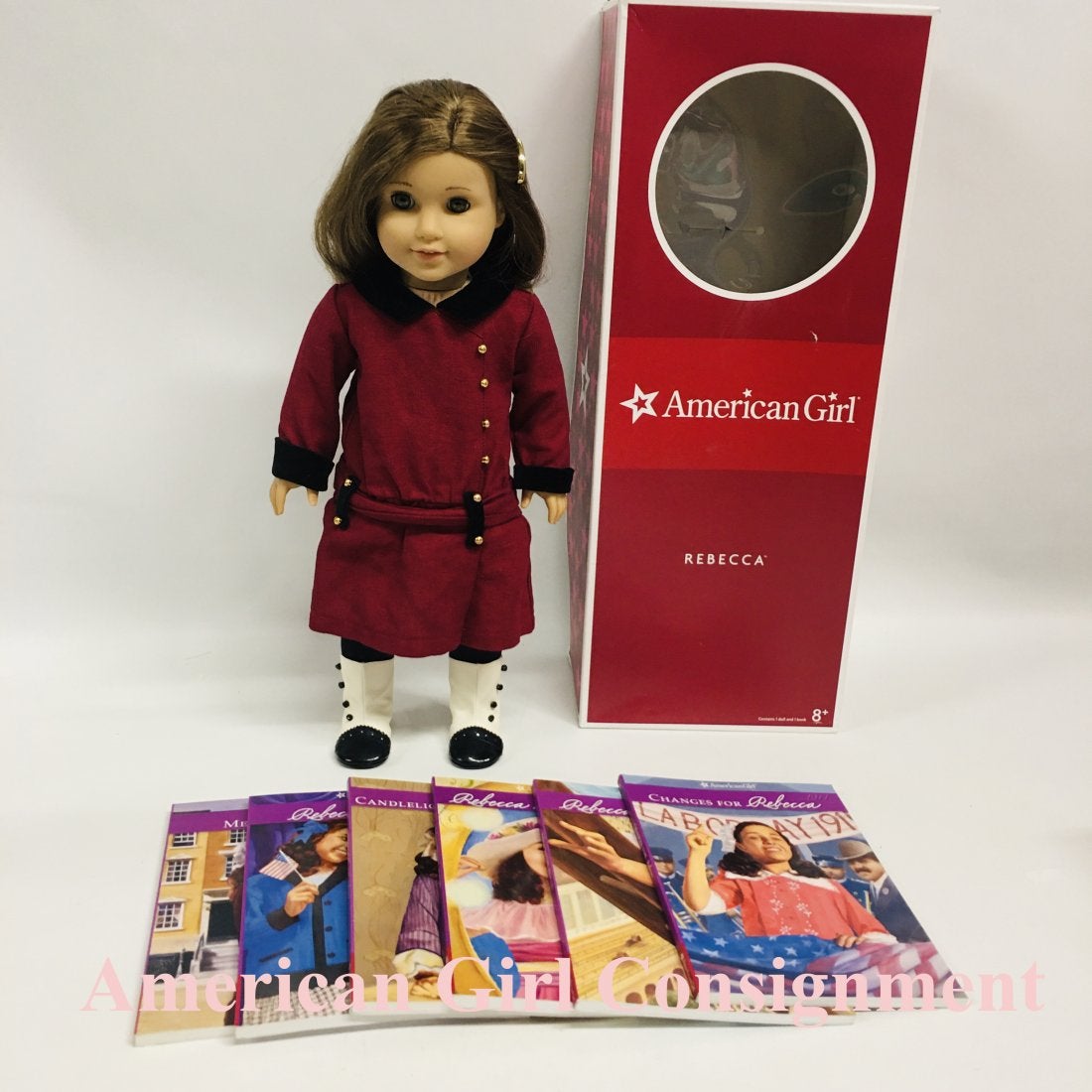 American Girl Doll Rebecca Rubin with box and books