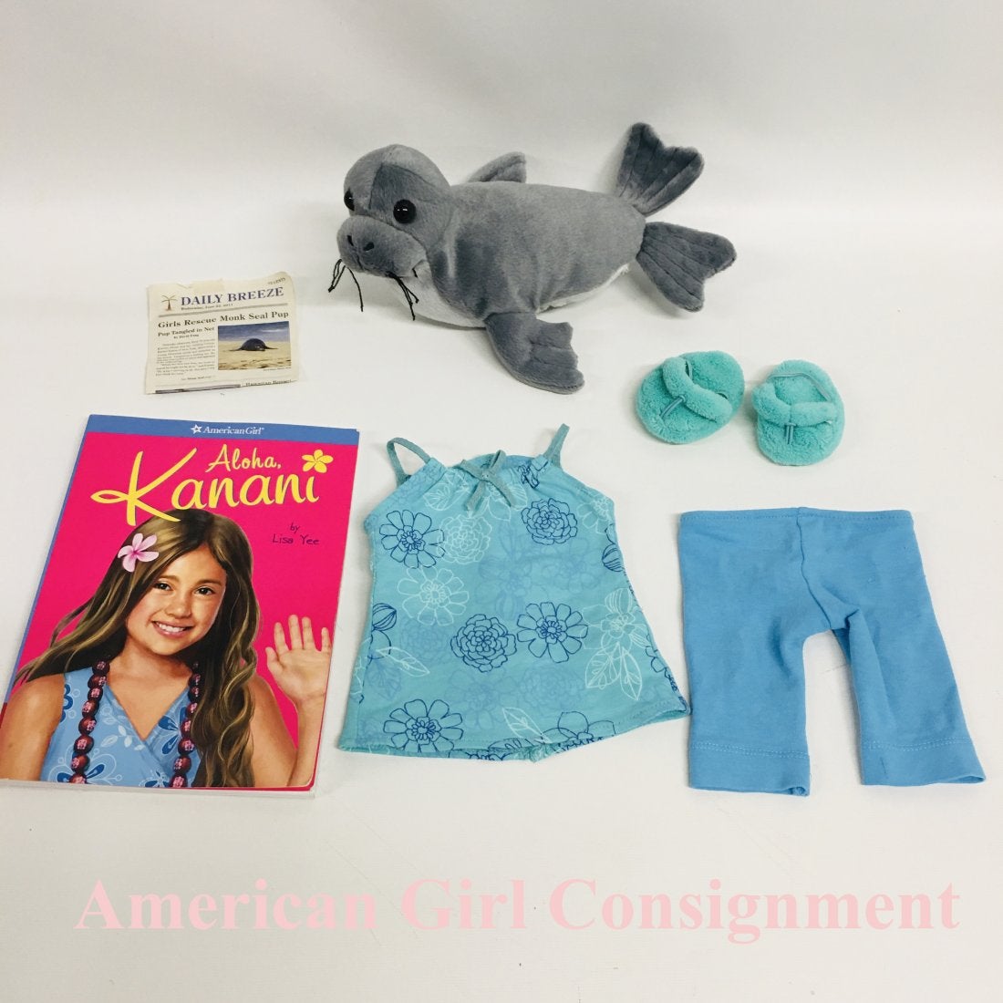 Hawaiian Seal and PJs for American Girl Doll Kanani
