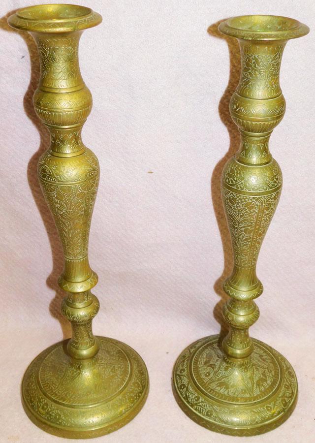 Pair Antique Brass Candlesticks