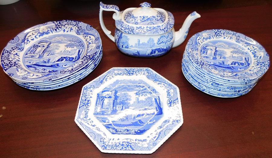 20 Pieces of Blue Transferware by Spode