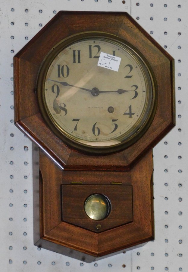 Seth Thomas Regulator wall clock. 17" tall.