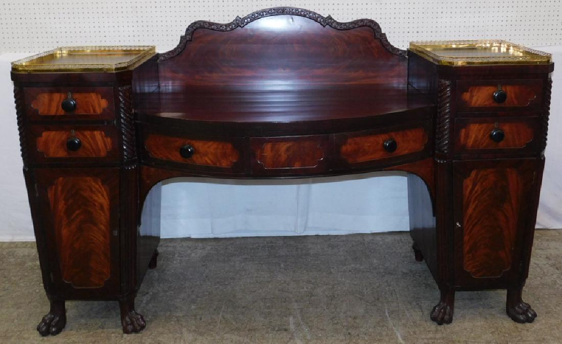 19th C Claw foot Empire brass gallery sideboard.