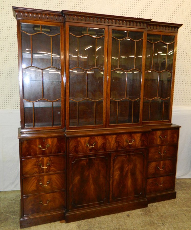 Tibbingham Mahogany glass door breakfront .
