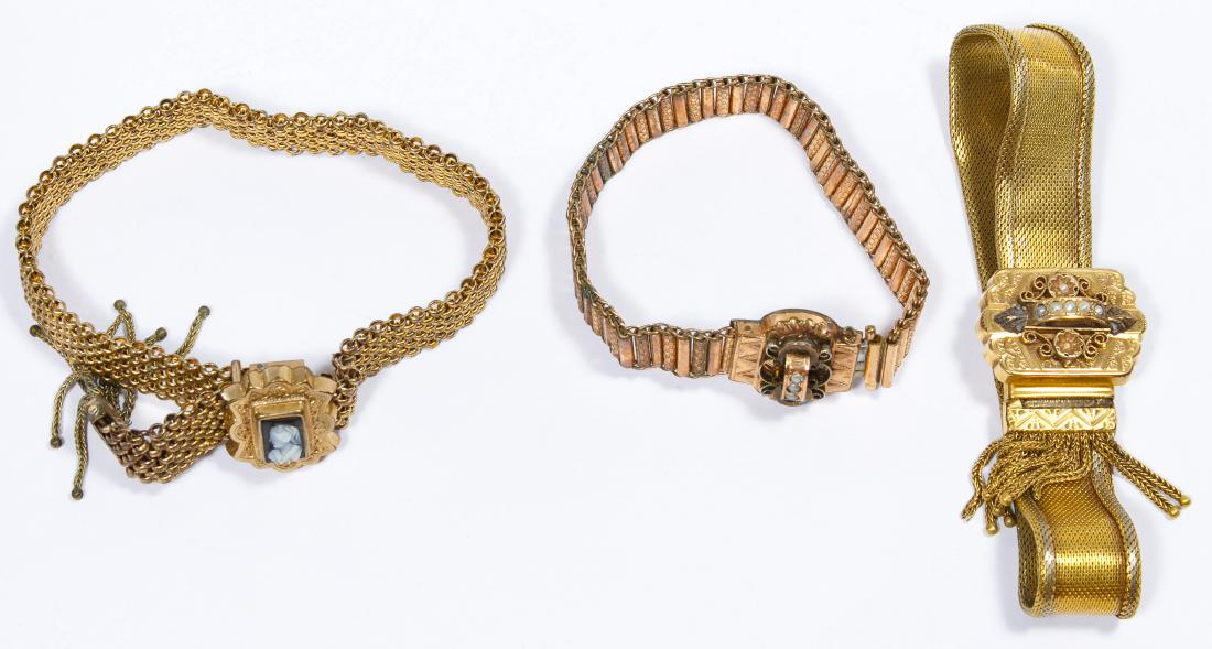 Victorian Etruscan Seed Pearl Slide Bracelets