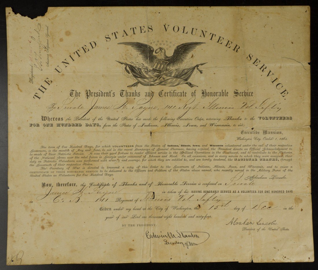 Civil War Certificate of Honorable Discharge