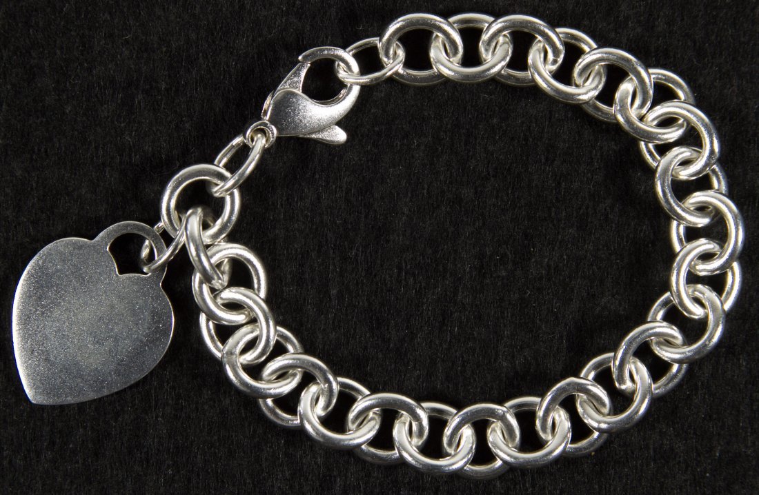 Tiffany & Co Sterling Silver Heart Charm Bracelet