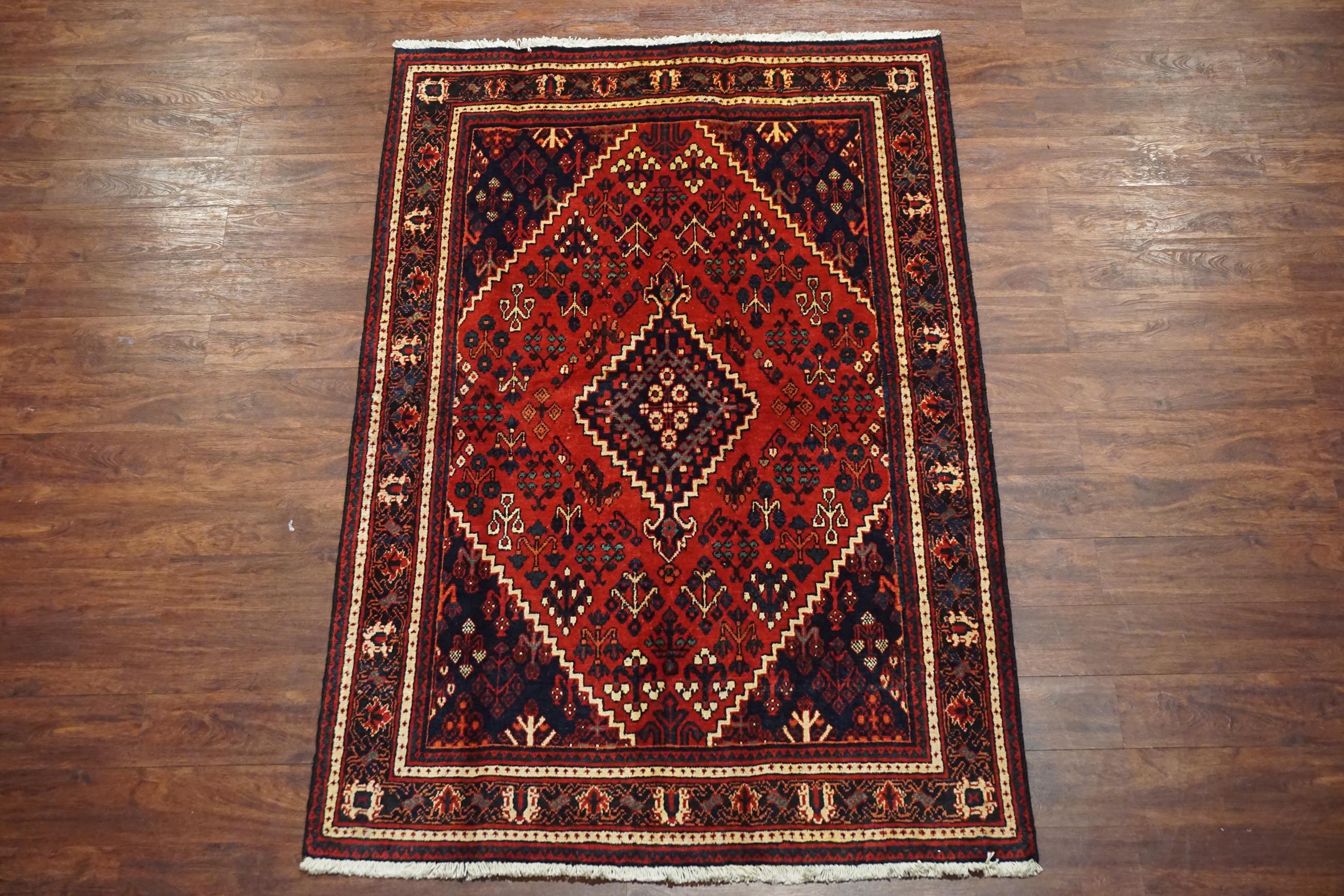 Vintage 4X6 Joshaghan Persian Rug Hand-Knotted Wool
