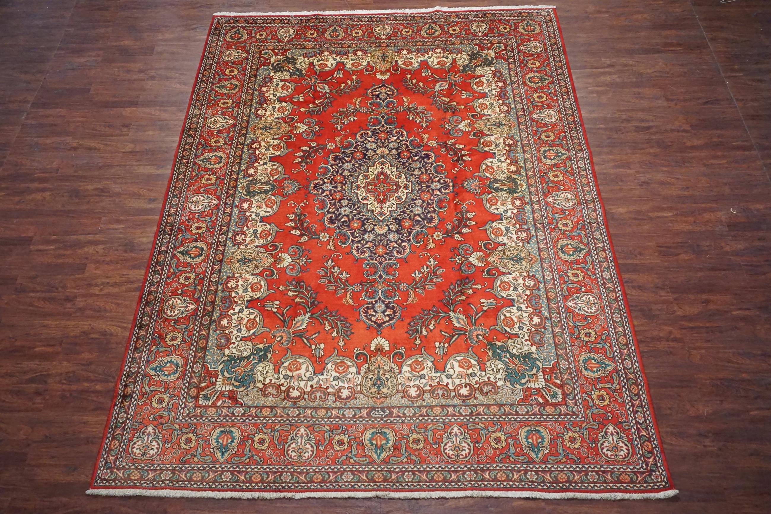 Antique 10X13 Persian Tabriz Hand-Knotted Rug