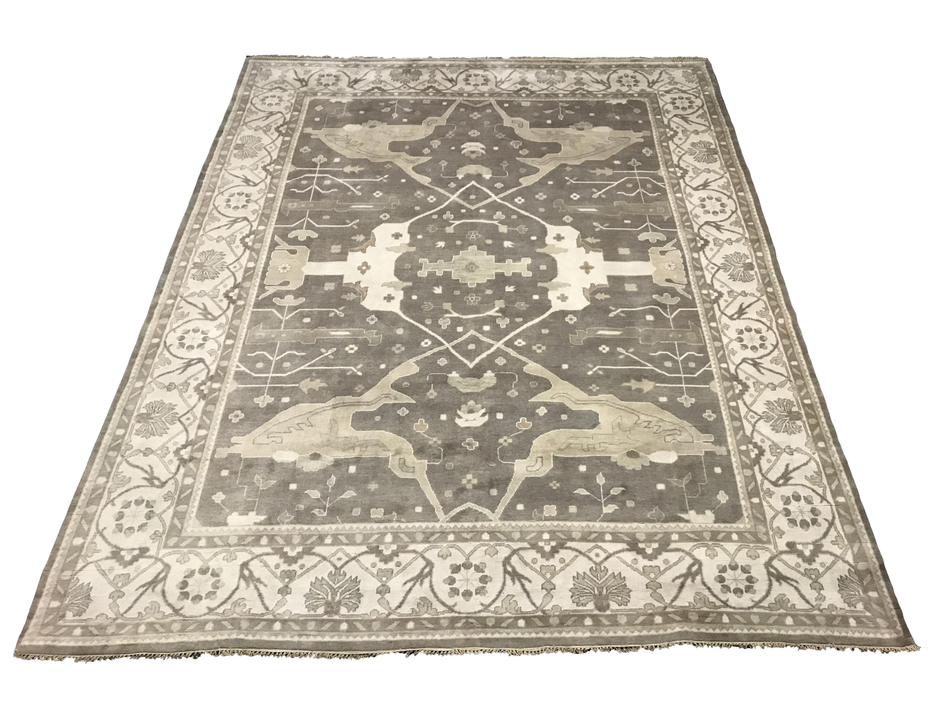 12X15 Oushak Rug Hand-Knotted Wool Oriental Carpet