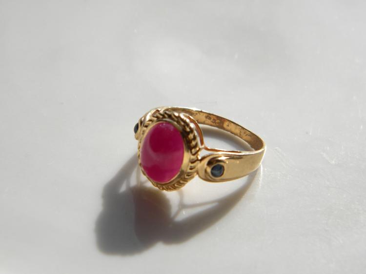 14K Yellow gold Ruby and Sapphire Ring
