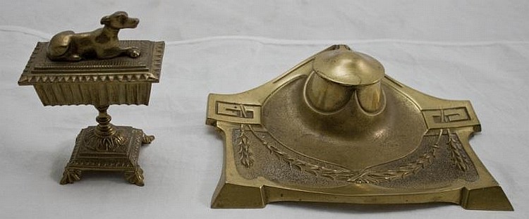 19th Century Inkwell and Covered Desk Piece