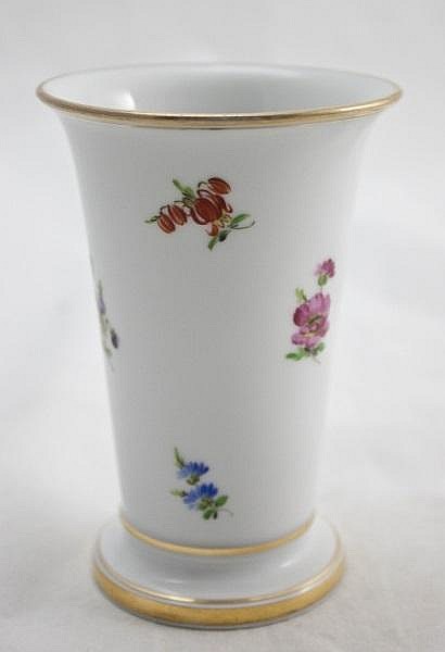Meissen Hand Painted Floral Decorated Vase