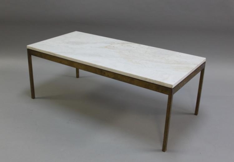 Florence Knoll Solid Brass & Marble Coffee Table