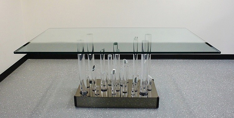 Charles Hollis Jones Lucite & Chrome Dining Table