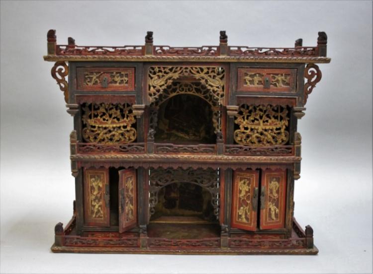 Antique Carved Chinese Buddhist Altar Cabinet