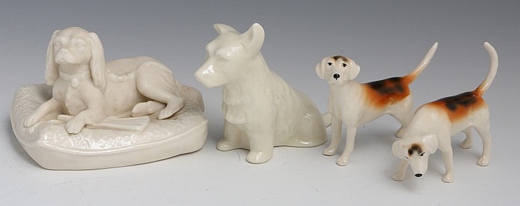 (4) PORCELAIN DOG FIGURES BELLEEK BESWICK UK