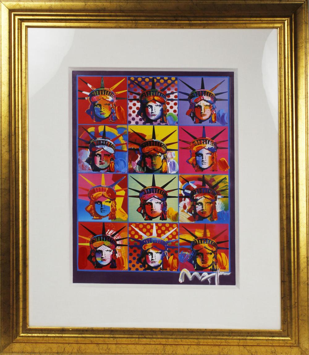 PETER MAX ORIGINAL MIXED MEDIA LIBERTY HEAD