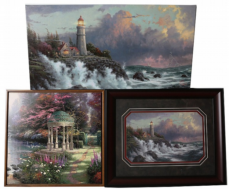 THOMAS KINKADE ACCENT PRINTS LIGHTHOUSE & GARDEN