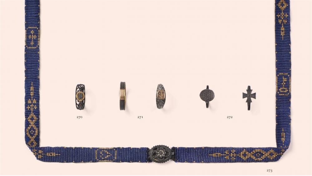 A Biedermeier beaded belt with a cast iron clasp