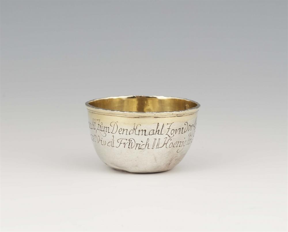 A Prussian silver rubel beaker commemorating the Battle of Zorndorf
