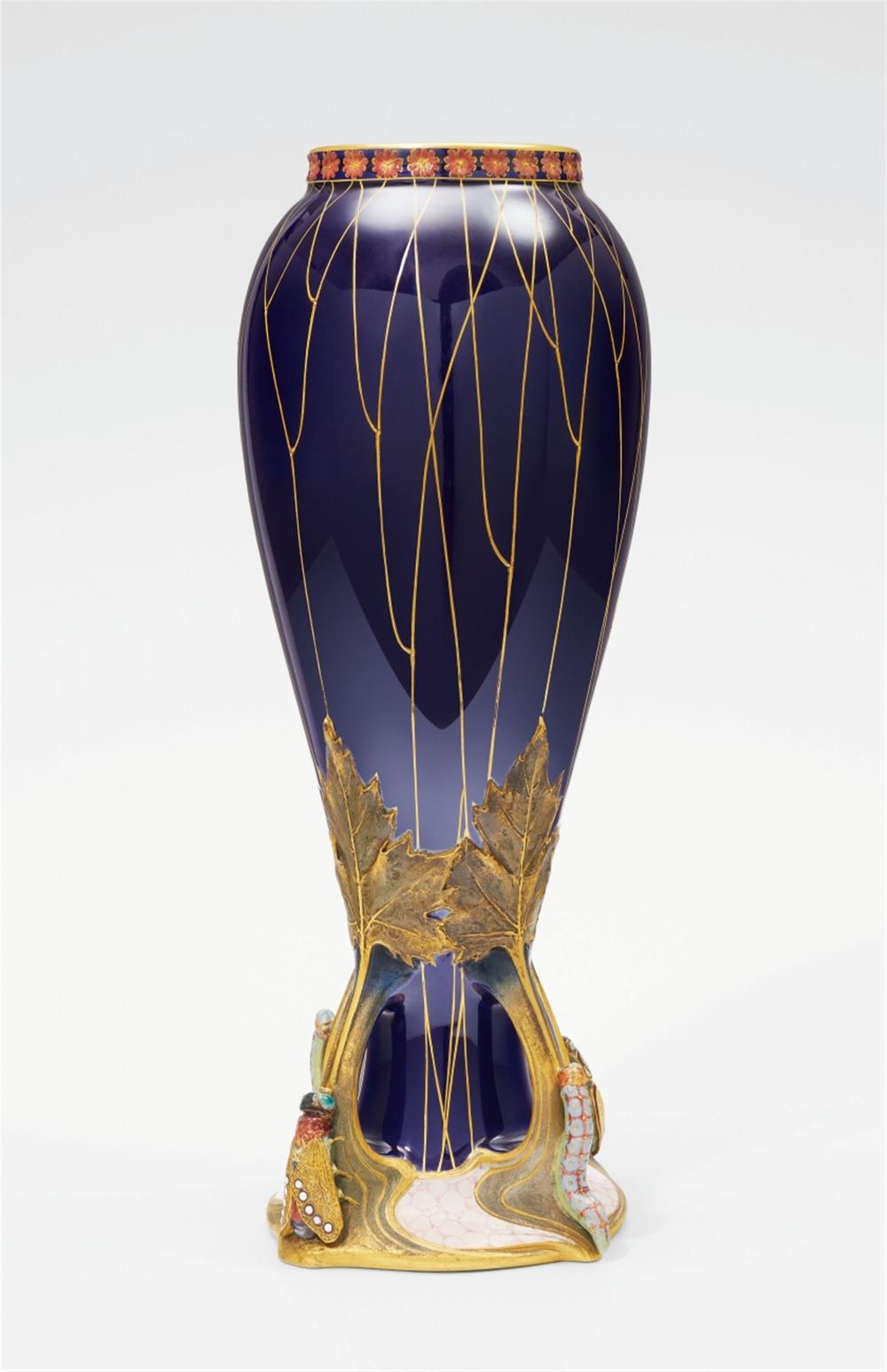 A Berlin KPM Jugendstil porcelain vase decorated with insects