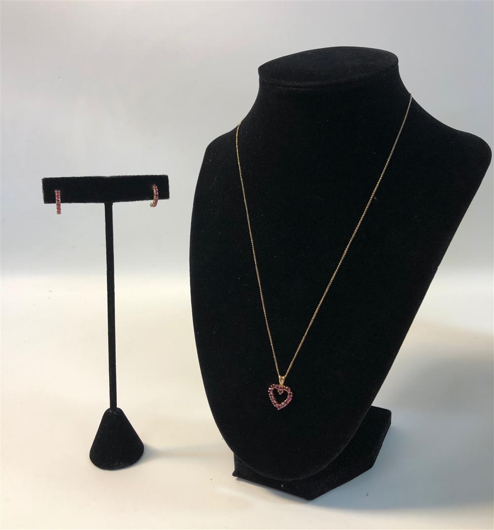 GOLD AND RUBY GEMSTONE JEWELRY SET