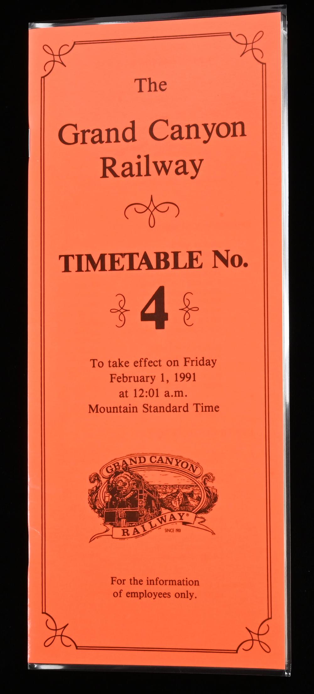 The Grand Canyon Railway Timetable No. 4