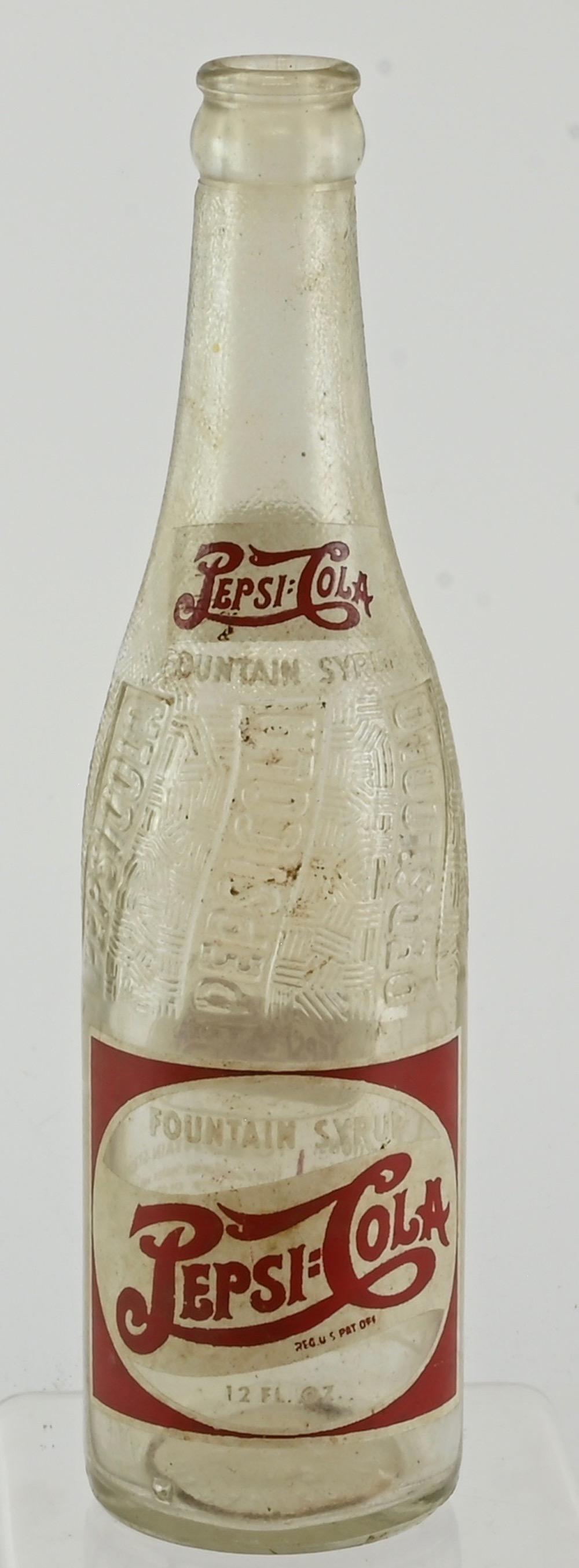 Vintage Pepsi Cola Fountain Service ACL Bottle