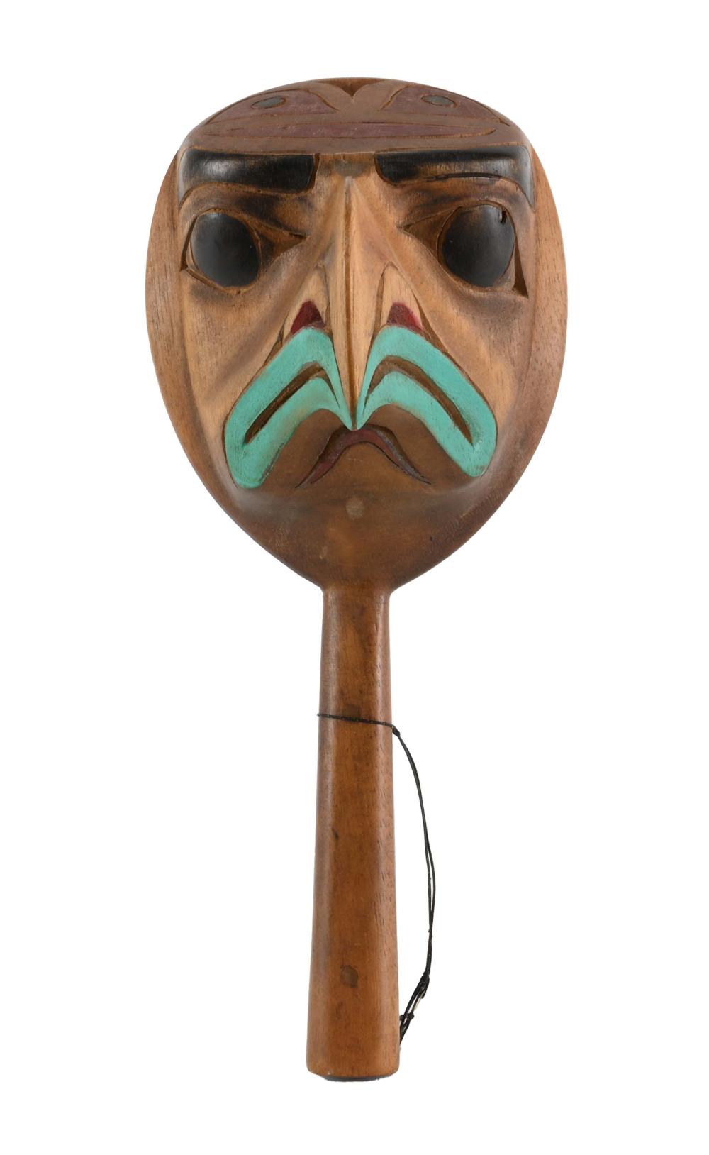 orthwest Coast Native American Carved Wood Rattle